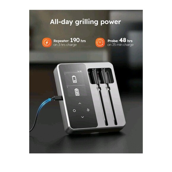 AYMDKI Wireless Meat Thermometer, Dual Probe, 600ft Range, App Control, IP67 - Picture 2 of 5